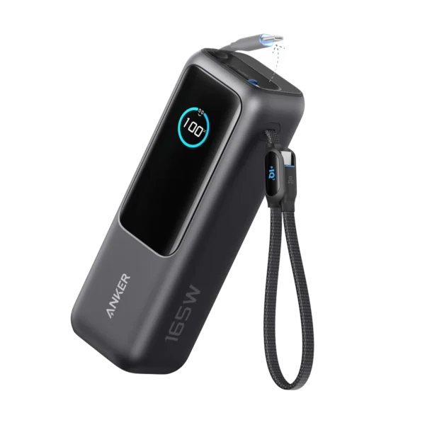Anker 25,000mAh 165W Laptop Power Bank With Built-In and Retractable Cables & Smart Display (A1695)